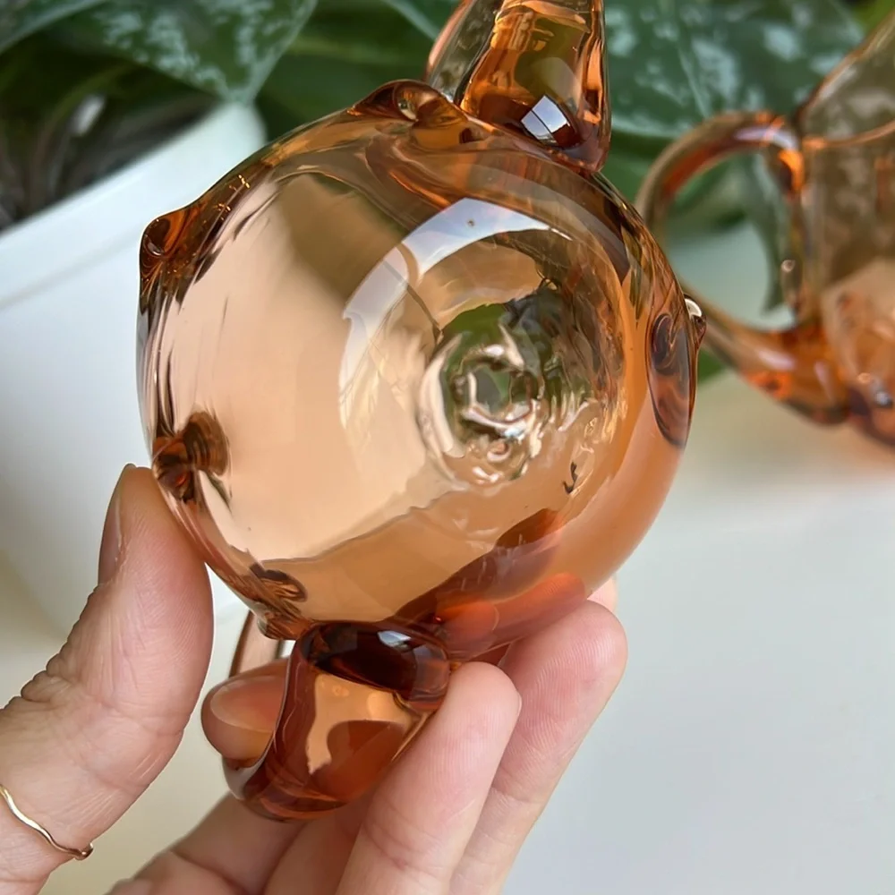 Blown Glass Sugar & Creamer Small Mini Vases Match Holders Vintage